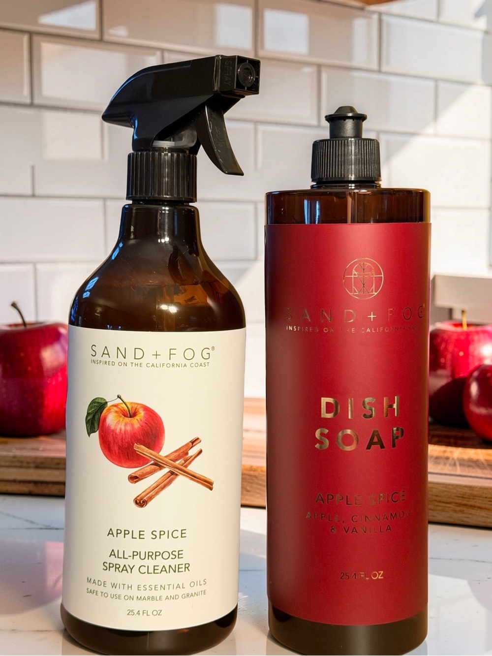 Sand + Fog NWT Apple Spice All-Purpose Spray Cleaner & Dish Soap Qty of 2